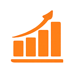 Orange growth chart icon symbolizing educational progress