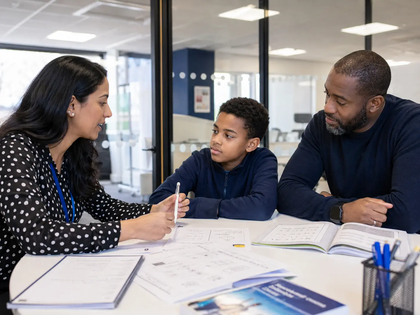 Tutor explaining exam differences