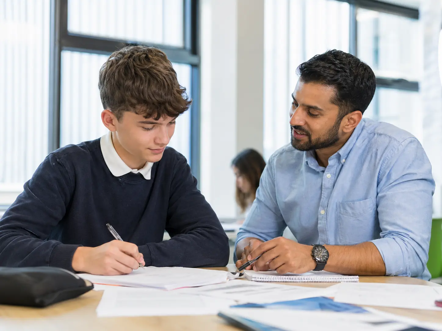 Confident student preparing calmly