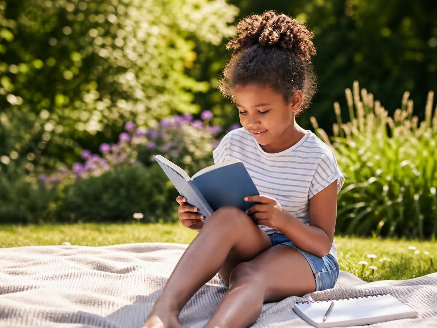 Child reading during the summer holidays
