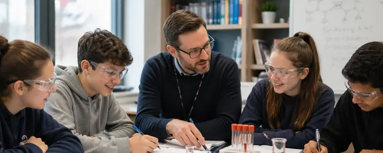 Tutor assisting students in a science learning activity